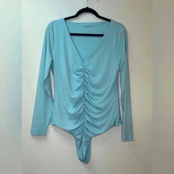 Abercrombie &‎ Fitch Soft A&F Collection V-Neck Ruched Long Sleeves Bodysuit XL - Picture 1 of 9